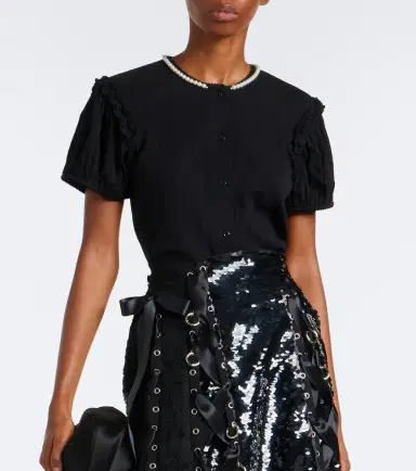 Simone Rocha Embellished pointelle cotton cardigan | Thumbnail 6