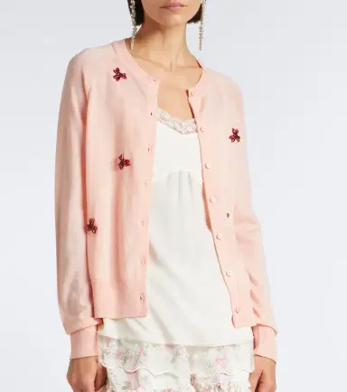 Simone Rocha Crystal-embellished wool and silk cardigan | Thumbnail 4