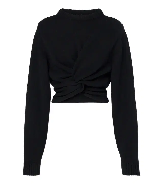 Cropped gathered wool sweater