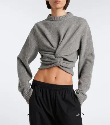 Balenciaga Cropped gathered wool sweater | Thumbnail 6