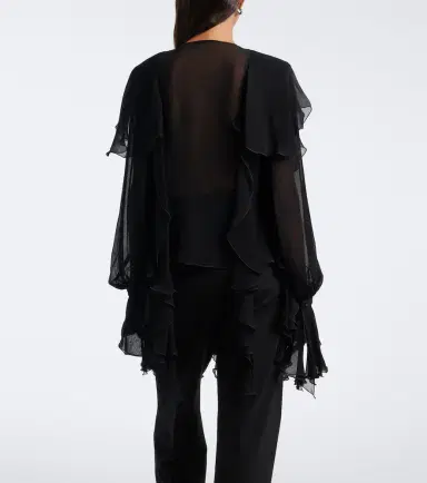BLUMARINE Ruffled crêpe blouse | Thumbnail 4