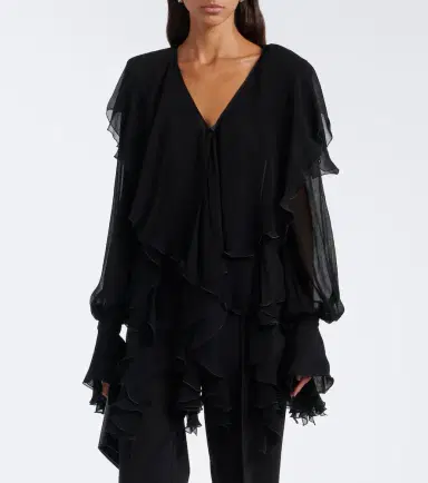 BLUMARINE Ruffled crêpe blouse | Thumbnail 5