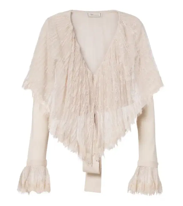 Lace-trimmed virgin wool cardigan