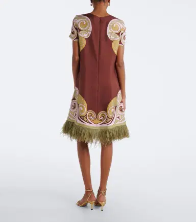 La DoubleJ Kells Swirl feather-trimmed silk minidress | Thumbnail 2