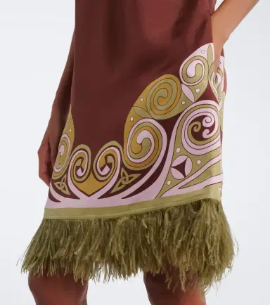 La DoubleJ Kells Swirl feather-trimmed silk minidress | Thumbnail 4