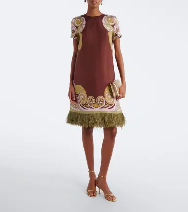La DoubleJ Kells Swirl feather-trimmed silk minidress | Thumbnail 5