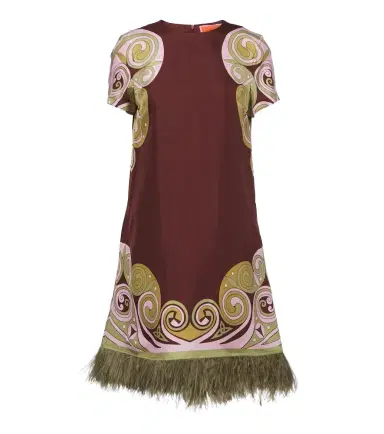 La DoubleJ Kells Swirl feather-trimmed silk minidress | Thumbnail 1
