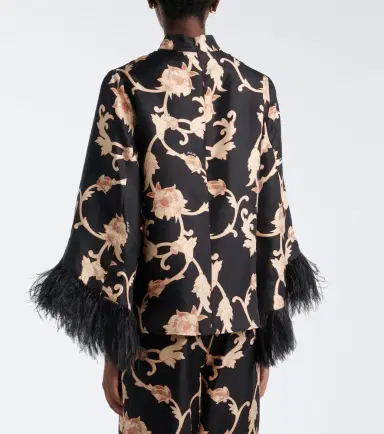La DoubleJ Buttercup feather-trimmed silk blouse | Thumbnail 3