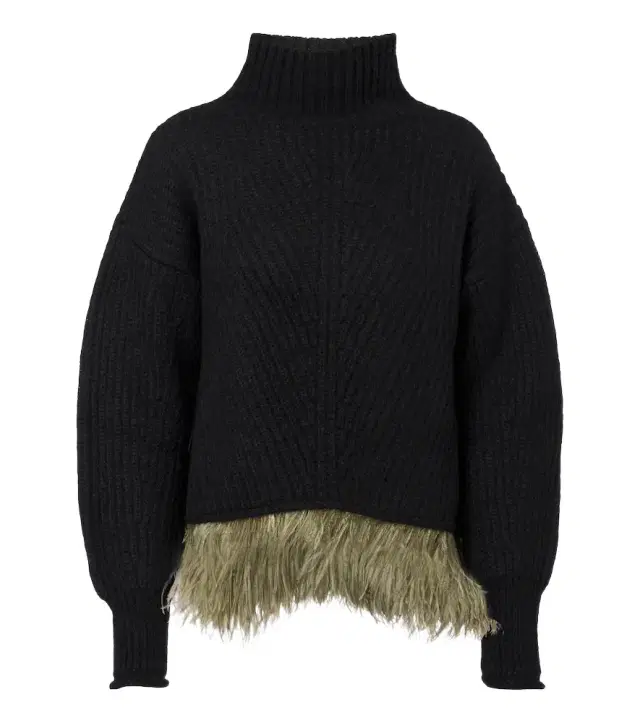 Feather-trimmed alpaca and wool-blend sweater