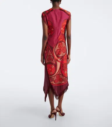 La DoubleJ Alchemy fringed silk voile midi dress | Thumbnail 3