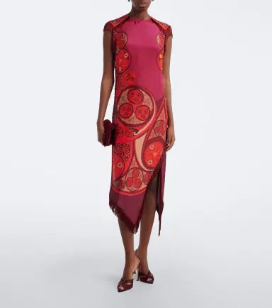 La DoubleJ Alchemy fringed silk voile midi dress | Thumbnail 4