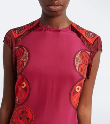 La DoubleJ Alchemy fringed silk voile midi dress | Thumbnail 5