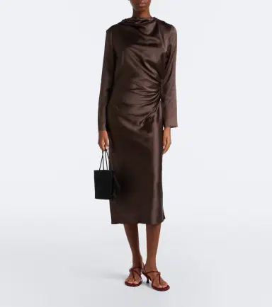 Loulou de Saison Fabio draped satin midi dress | Thumbnail 4