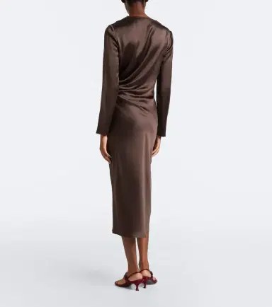 Loulou de Saison Fabio draped satin midi dress | Thumbnail 5