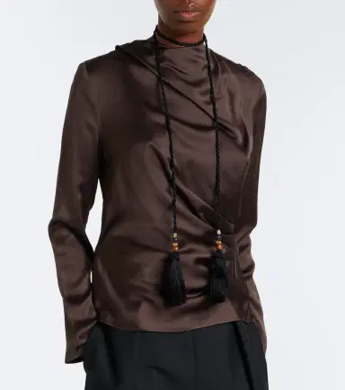 Loulou de Saison Anya draped satin top | Thumbnail 3
