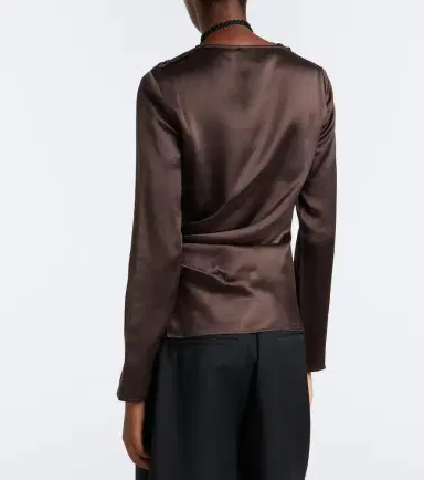 Loulou de Saison Anya draped satin top | Thumbnail 4