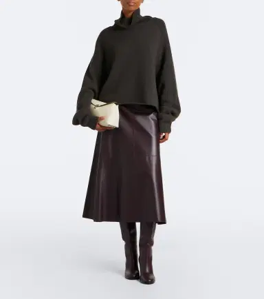 Joseph Helius leather midi skirt | Thumbnail 4