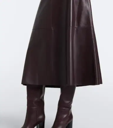 Joseph Helius leather midi skirt | Thumbnail 6
