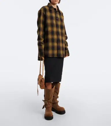 Balenciaga Checked wool-blend flannel overshirt | Thumbnail 4