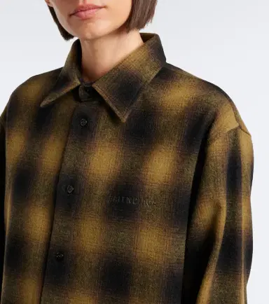 Balenciaga Checked wool-blend flannel overshirt | Thumbnail 6