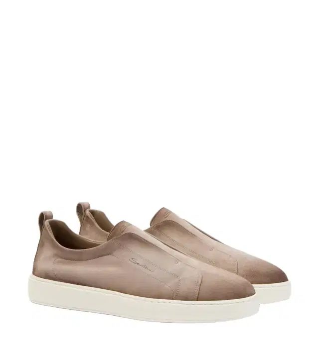 Santoni Victory suede slip-on shoes