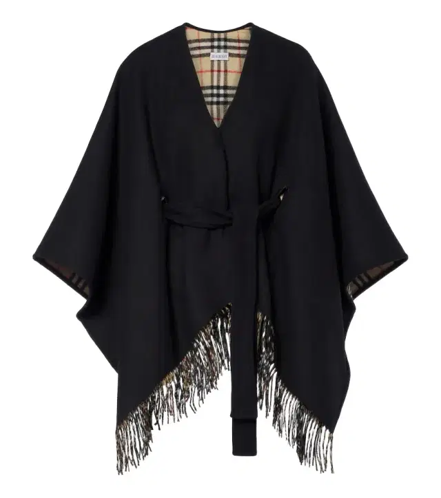 Burberry Check fringed wool cape