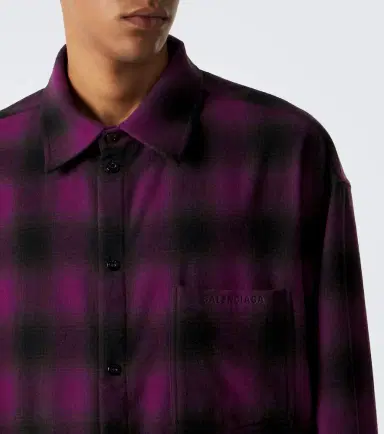 Balenciaga Checked wool-blend overshirt | Thumbnail 6
