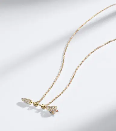 Yvonne Léon Yvonne Léon Python 9kt gold and enamel pendant necklace with diamonds | Thumbnail 5