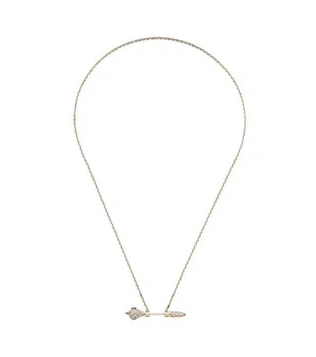 Yvonne Léon Yvonne Léon Python 9kt gold and enamel pendant necklace with diamonds
