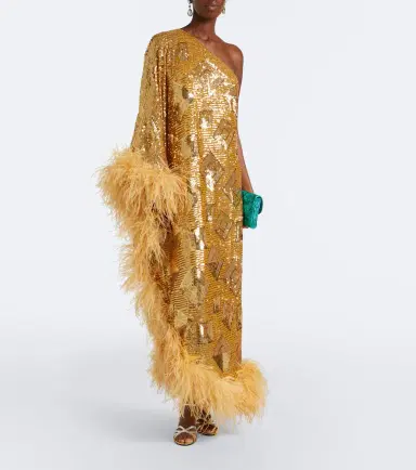 Taller Marmo Feather-trimmed sequined gown | Thumbnail 2