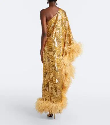 Taller Marmo Feather-trimmed sequined gown | Thumbnail 6