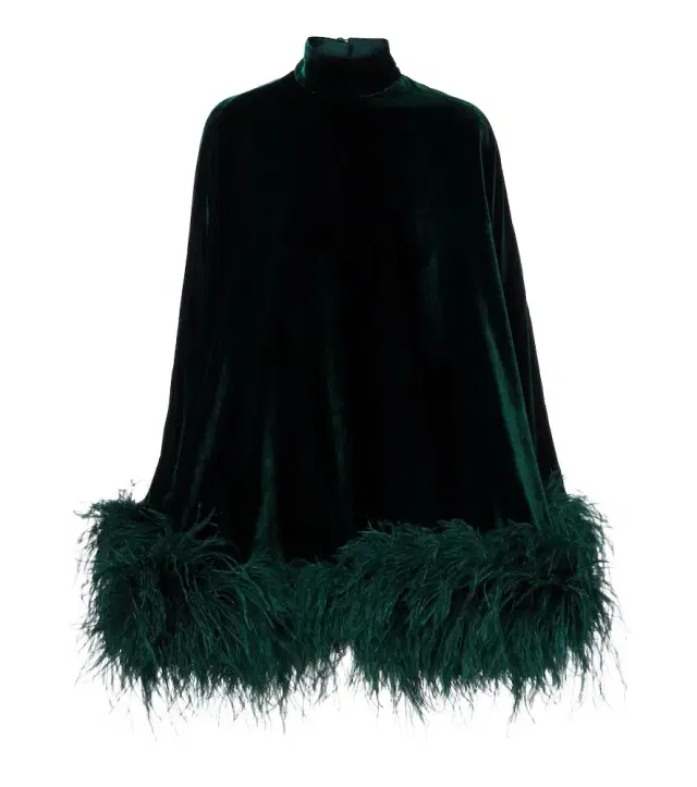Vegas feather-trimmed velvet kaftan