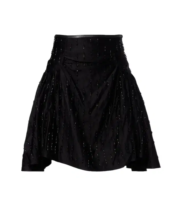 Embellished ruched satin miniskirt