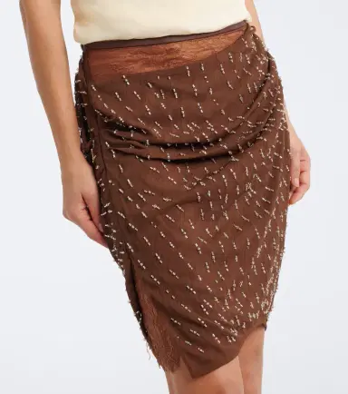 Jacques Wei Draped embellished lace-trimmed miniskirt | Thumbnail 2