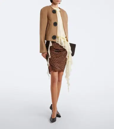 Jacques Wei Draped embellished lace-trimmed miniskirt | Thumbnail 3