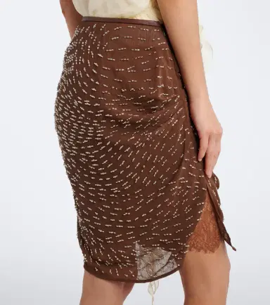 Jacques Wei Draped embellished lace-trimmed miniskirt | Thumbnail 5