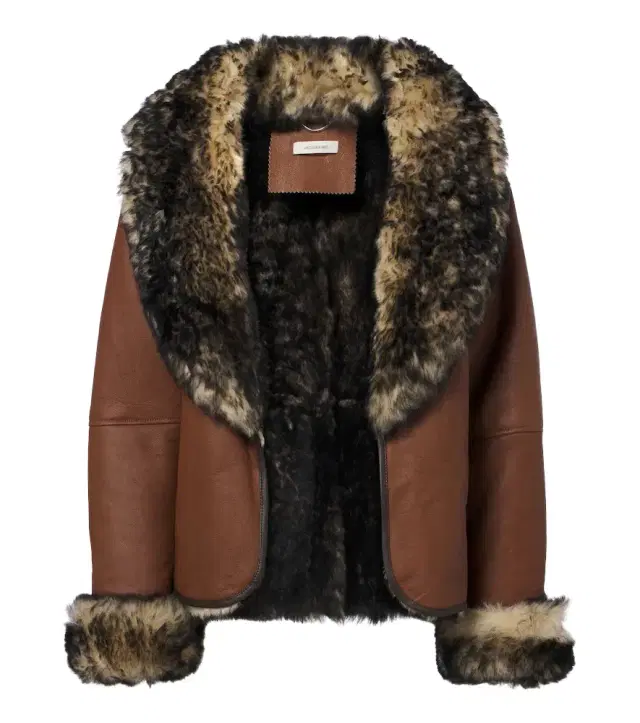 Shearling-trimmed leather jacket