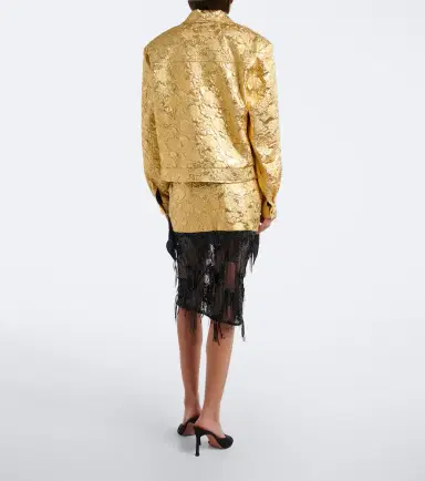 Jacques Wei Embellished paneled cloqué midi skirt | Thumbnail 3