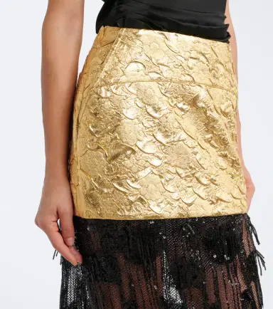 Jacques Wei Embellished paneled cloqué midi skirt | Thumbnail 5