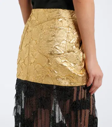 Jacques Wei Embellished paneled cloqué midi skirt | Thumbnail 6