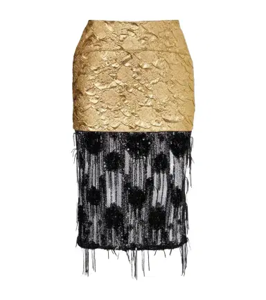 Jacques Wei Embellished paneled cloqué midi skirt | Thumbnail 1