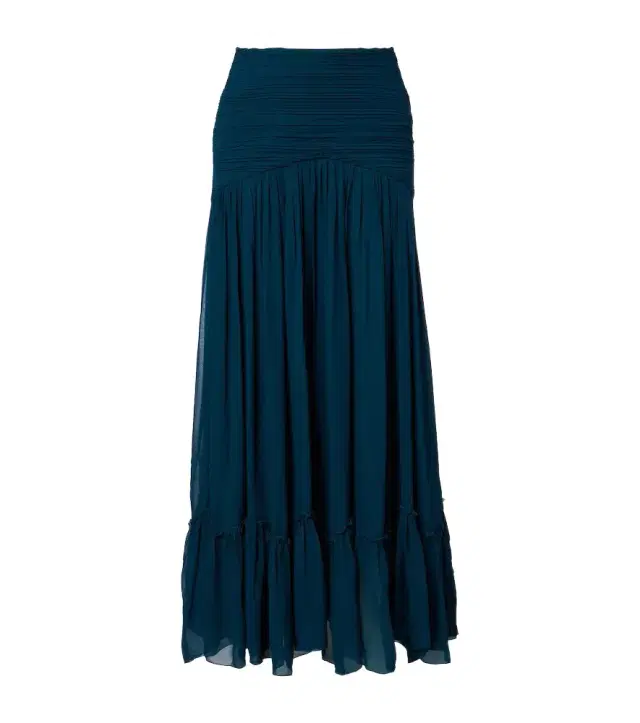 Pleated chiffon maxi skirt