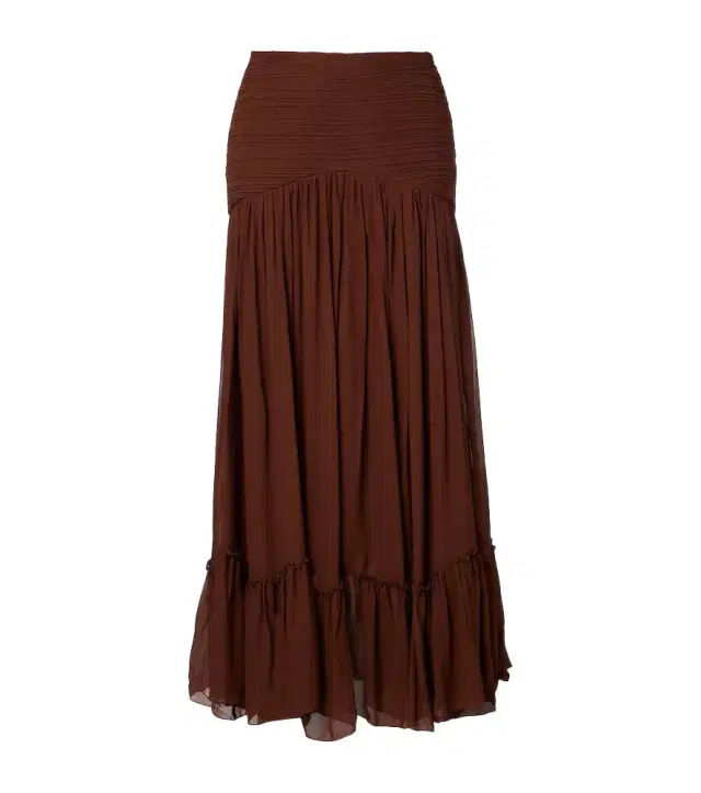 Pleated chiffon maxi skirt