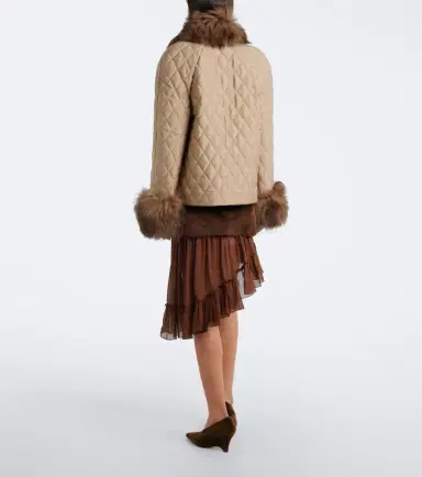 Jacques Wei Layered shearling and chiffon miniskirt | Thumbnail 3
