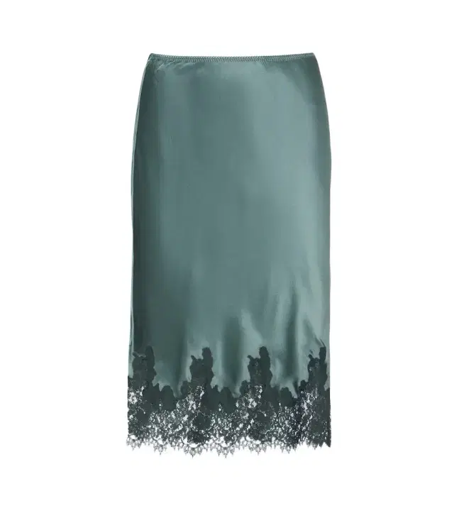 Dôen Elowette lace-trimmed silk satin midi skirt