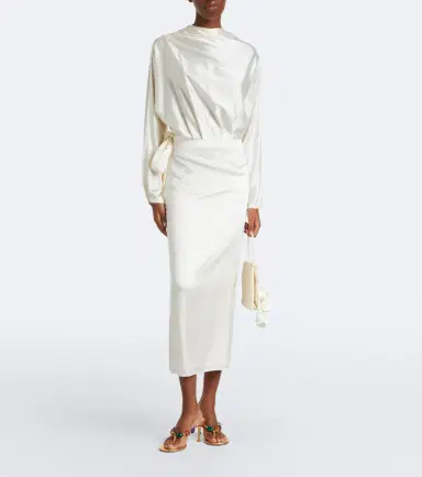 Staud Phoebe draped silk-blend midi dress | Thumbnail 3