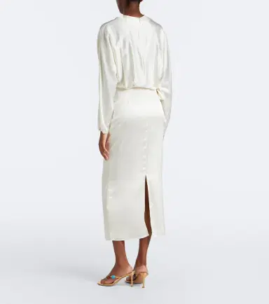 Staud Phoebe draped silk-blend midi dress | Thumbnail 5