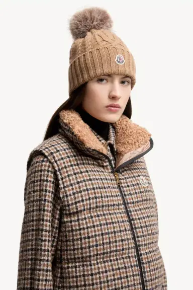 Moncler Wool & Cashmere Blend Beanie With Pom Pom | Thumbnail 3
