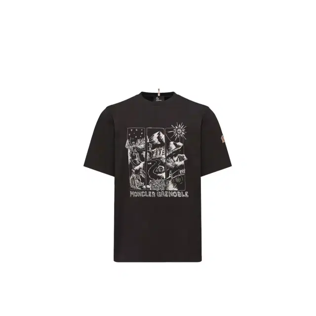 Moncler Grenoble Mountain Landscape Print Cotton T-shirt