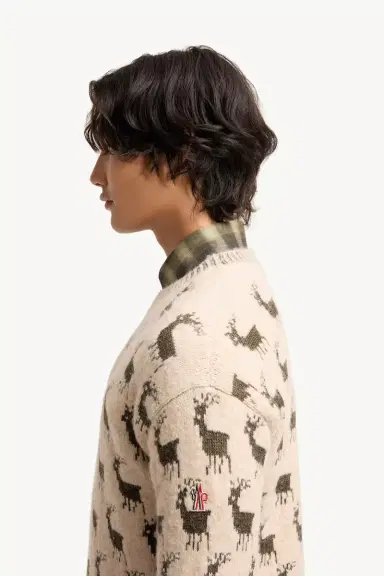 Moncler Grenoble Moose Jacquard Alpaca & Wool Blend Sweater | Thumbnail 4